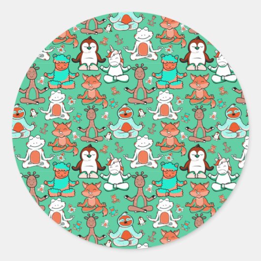 Yoga poses pattern | Yoga seamless pattern 53 Ronde Sticker (Voorkant)