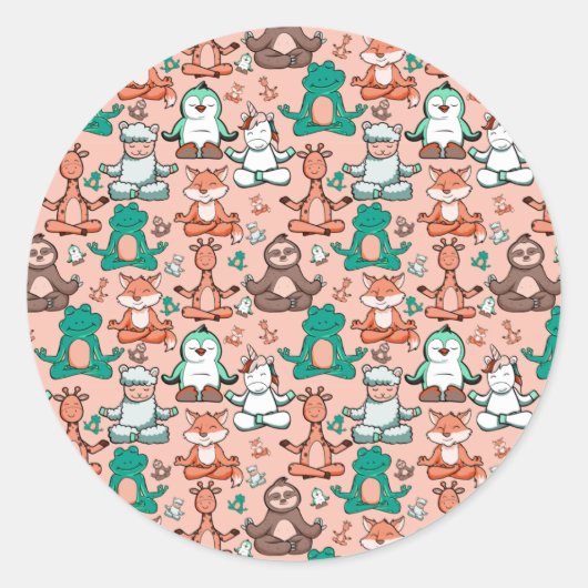 Yoga poses pattern | Yoga seamless pattern 54 Ronde Sticker (Voorkant)