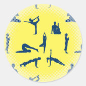 Yoga Poses Ronde Sticker (Voorkant)