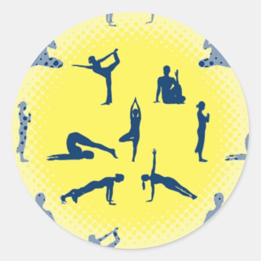 Yoga Poses Ronde Sticker (Voorkant)