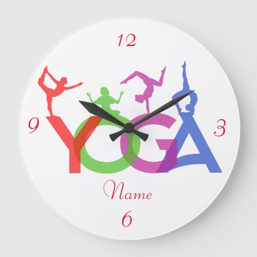 Yoga Poses Silhouettes Thunder_Cove Grote Klok (Voorkant)