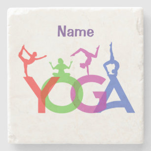 Yoga Poses Silhouettes Thunder_Cove Stenen Onderzetter