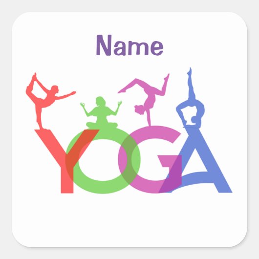 Yoga Poses Silhouettes Thunder_Cove Vierkante Sticker (Voorkant)