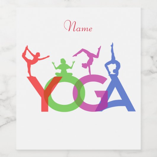 Yoga Poses Silhouettes Thunder_Cove Wijn Etiket (Enkel label)