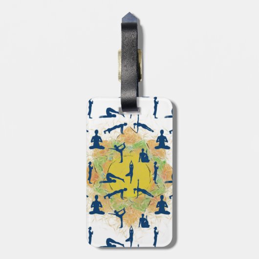 Yoga Poses with Lotus Flower Bagagelabel (Achterkant verticaal)