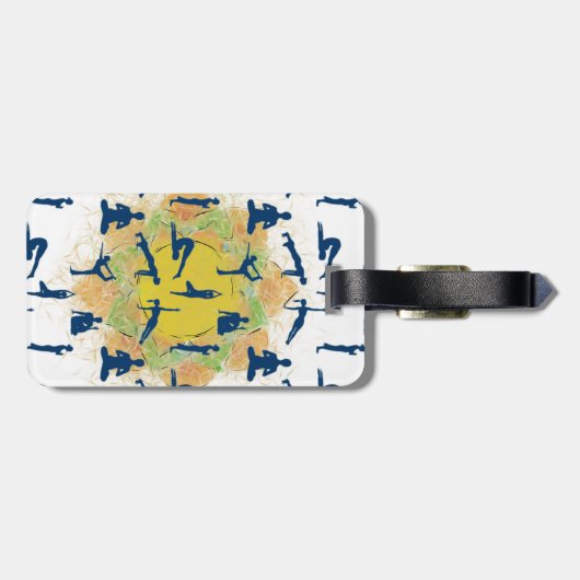 Yoga Poses with Lotus Flower Bagagelabel (Achterkant horizontaal)