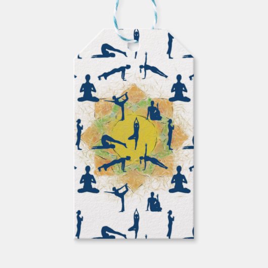 Yoga Poses with Lotus Flower Cadeaulabel (Voorkant)