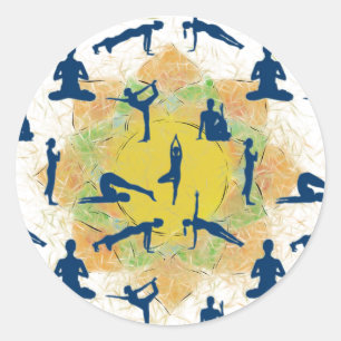 Yoga Poses with Lotus Flower Ronde Sticker