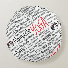 Yoga Posities Asanas Word Cloud Rond Kussen