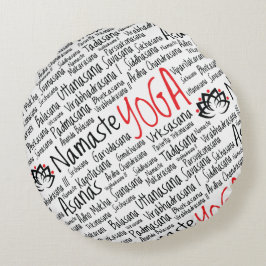 Yoga Posities Asanas Word Cloud Rond Kussen