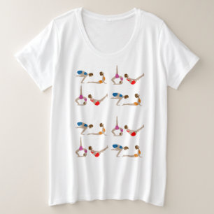 Yoga Posities Kleurrijke Vrouwen Oefenen Grote Maat T-shirt