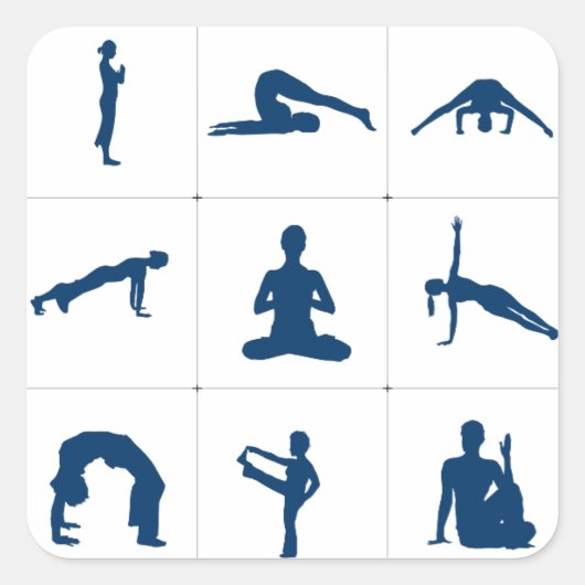Yoga Posities Zen Meditatie Vierkante Sticker (Voorkant)
