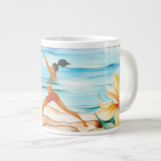 Yoga Position by the beach  Grote Koffiekop (Voorkant rechts)