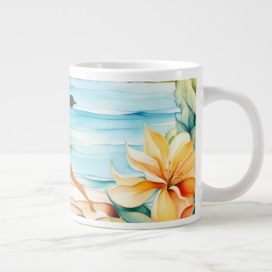 Yoga Position by the beach  Grote Koffiekop (Rechts)