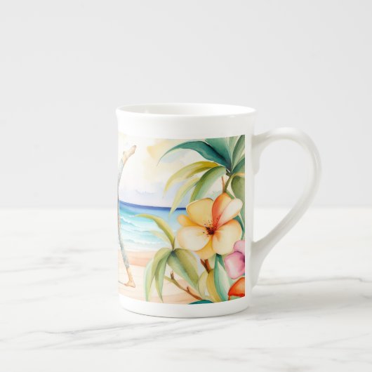 Yoga Position by the beach  Porselein Kop (Rechts)