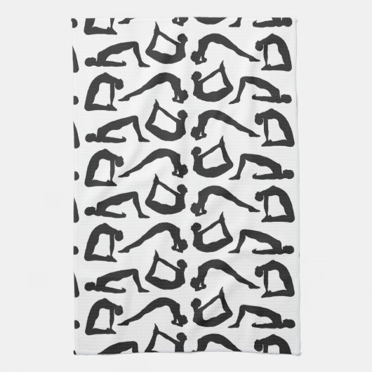 Yoga Positions Silhouettes Theedoek (Verticaal)