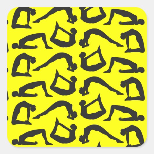 Yoga Positions Silhouettes Vierkante Sticker (Voorkant)