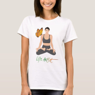 Yoga Professioneel Levenskunstenaar Slogan Vlinder T-shirt