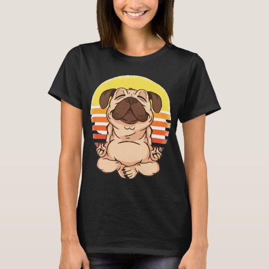 Yoga Pug Hond Meditatie T-shirt (Voorkant)