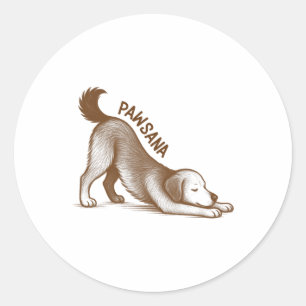 Yoga Puppy Omlaagkijkende Hond Houding Meditatie P Ronde Sticker
