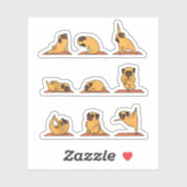 Yoga Puppy Yoga Pug Poses en Meditatie Grappige Pu Sticker (Vel)