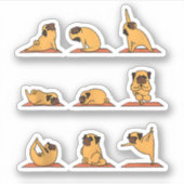 Yoga Puppy Yoga Pug Poses en Meditatie Grappige Pu Sticker (Voorkant)