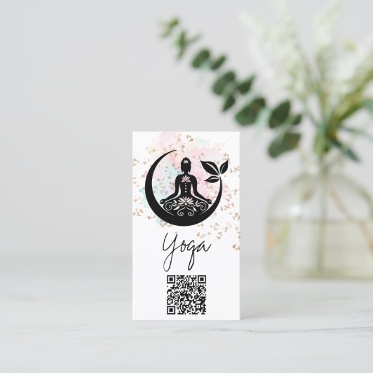 *~*Yoga QR AP33 Rainbow Lotus Spiritueel Visitekaartje (Staand voorkant)