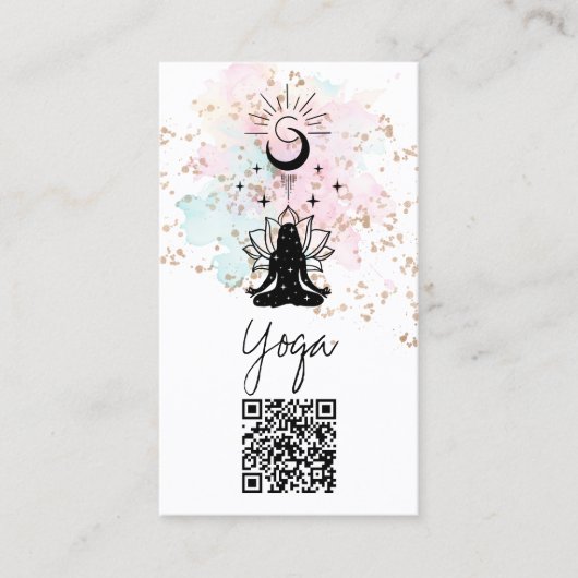 *~*Yoga QR AP33 Regenboog Spirituele Lotus Visitekaartje (Voorkant)