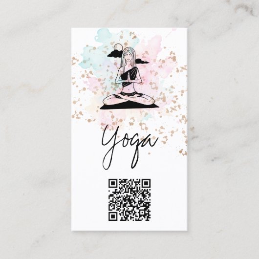 *~*Yoga QR AP33 Regenboog Spirituele Wolk Visitekaartje (Voorkant)