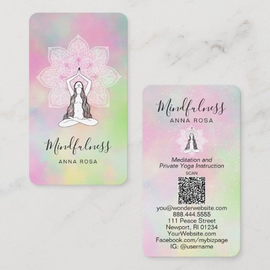 *~* Yoga QR Meditatie Mindfulness Mandala Godin Visitekaartje (Voorkant / Achterkant)