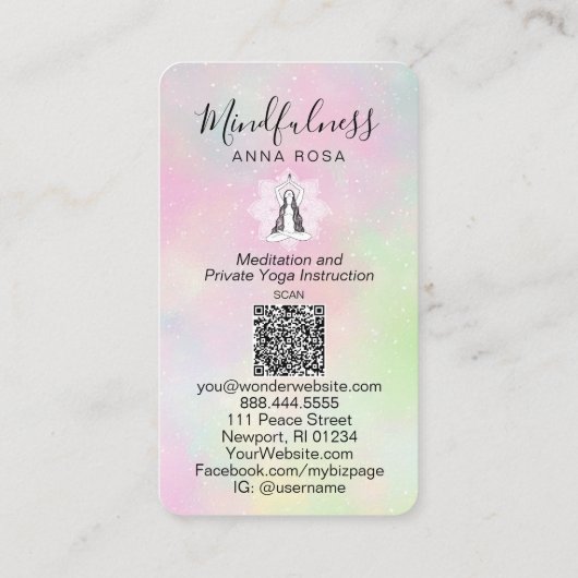 *~* Yoga QR Meditatie Mindfulness Mandala Godin Visitekaartje (Achterkant)