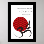 Yoga & Red Sun Om Ohm Symbol Spiritueel Poster (Voorkant)