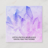 *~* Yoga Reiki Crystal Cluster Healer Amethyst Vierkante Visitekaartje (Voorkant)