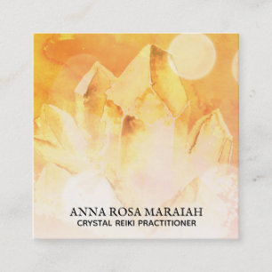 *~* Yoga Reiki Crystal Cluster Healer Citrine Gold Vierkante Visitekaartje