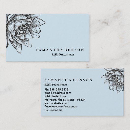 Yoga Reiki Energie Genezer Licht Gevulde Lotus Visitekaartje (Voorkant / Achterkant)