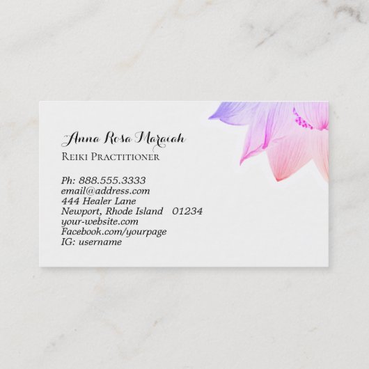 *~* Yoga Reiki Energy Healer Light Fled Lotus Visitekaartje (Achterkant)