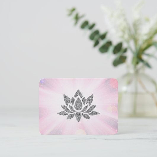 *~* Yoga Reiki Healing Energy Glitter Lotus Rays  Visitekaartje (Staand voorkant)
