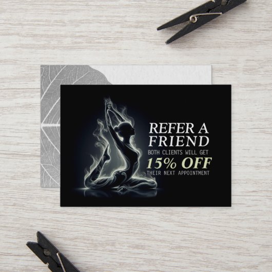 Yoga Reiki Instructeur One-Legged King Pigeon Pose Aanbevelingskaartje (Voorkant / Achterkant in situ)