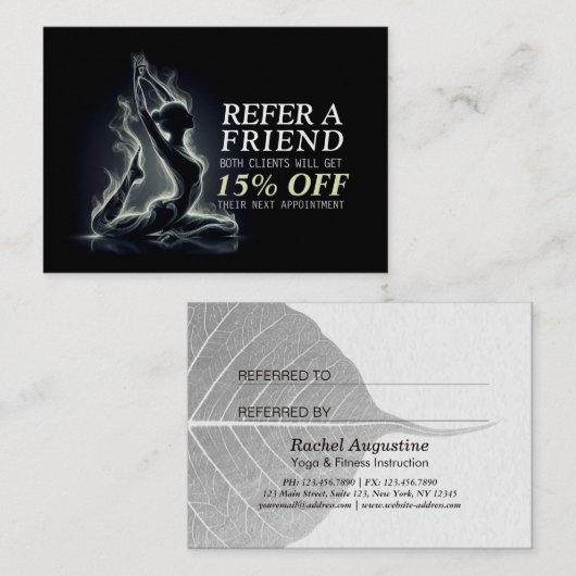 Yoga Reiki Instructeur One-Legged King Pigeon Pose Aanbevelingskaartje (Voorkant / Achterkant)