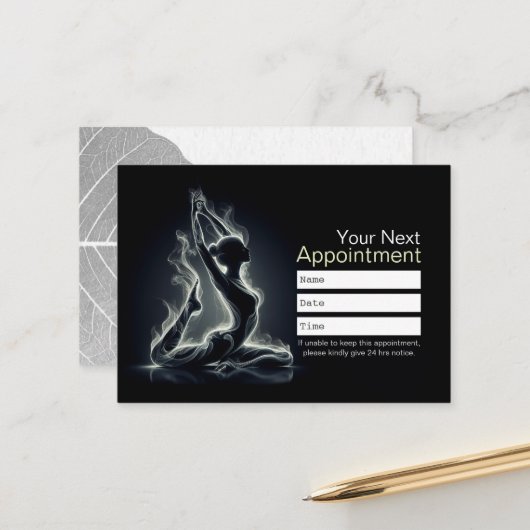 Yoga Reiki Instructeur One-Legged King Pigeon Pose Afsprakenkaartje (Voorkant / Achterkant in situ)