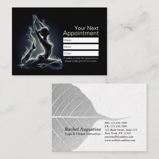 Yoga Reiki Instructeur One-Legged King Pigeon Pose Afsprakenkaartje (Voorkant / Achterkant)