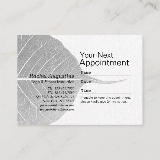 Yoga Reiki Instructeur One-Legged King Pigeon Pose Afsprakenkaartje (Achterkant)