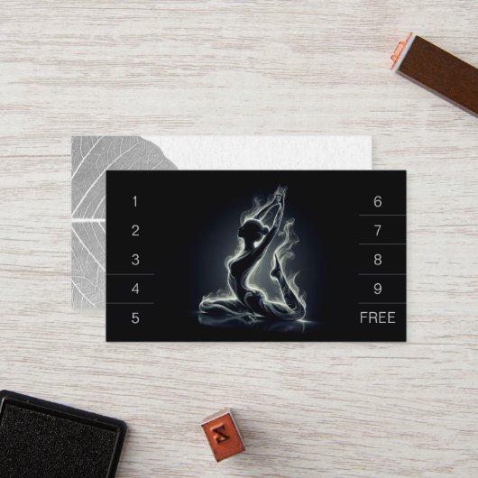 Yoga Reiki Instructeur One-Legged King Pigeon Pose Klantenkaartje (Voorkant / Achterkant in situ)