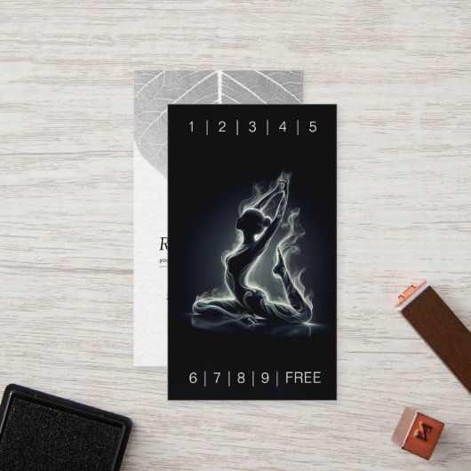 Yoga Reiki Instructeur One-Legged King Pigeon Pose Klantenkaartje (Voorkant / Achterkant in situ)