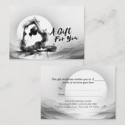 Yoga Reiki Instructeur One-Legged King Pigeon Pose Kortingskaartje (Voorkant / Achterkant)