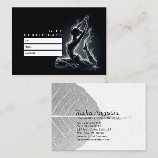 Yoga Reiki Instructeur One-Legged King Pigeon Pose Kortingskaartje (Voorkant / Achterkant)