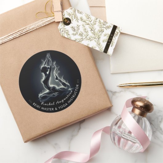 Yoga Reiki Instructeur One-Legged King Pigeon Pose Ronde Sticker (Geschenken)