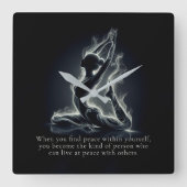 Yoga Reiki Instructeur One-Legged King Pigeon Pose Vierkante Klok (Voorkant)