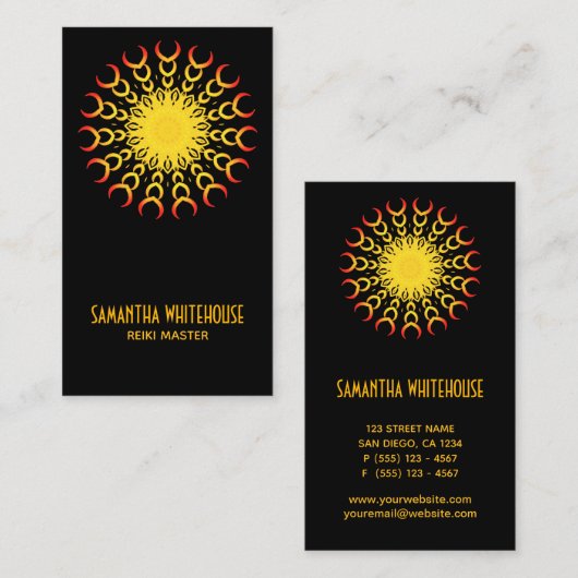 Yoga Reiki Mandala Sun Abstract Visitekaartje (Voorkant / Achterkant)