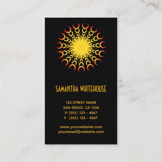 Yoga Reiki Mandala Sun Abstract Visitekaartje (Achterkant)